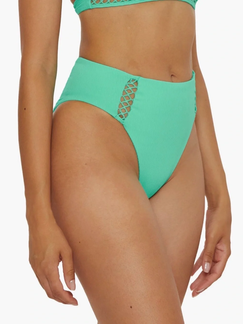 BECCA High-Rise Bikini Bottom in Aqua Mint